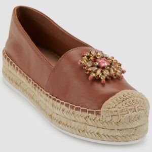 Karl Lagerfeld Paris Anja Sienna Brown Nappa leather espadrilles Sz 9.5